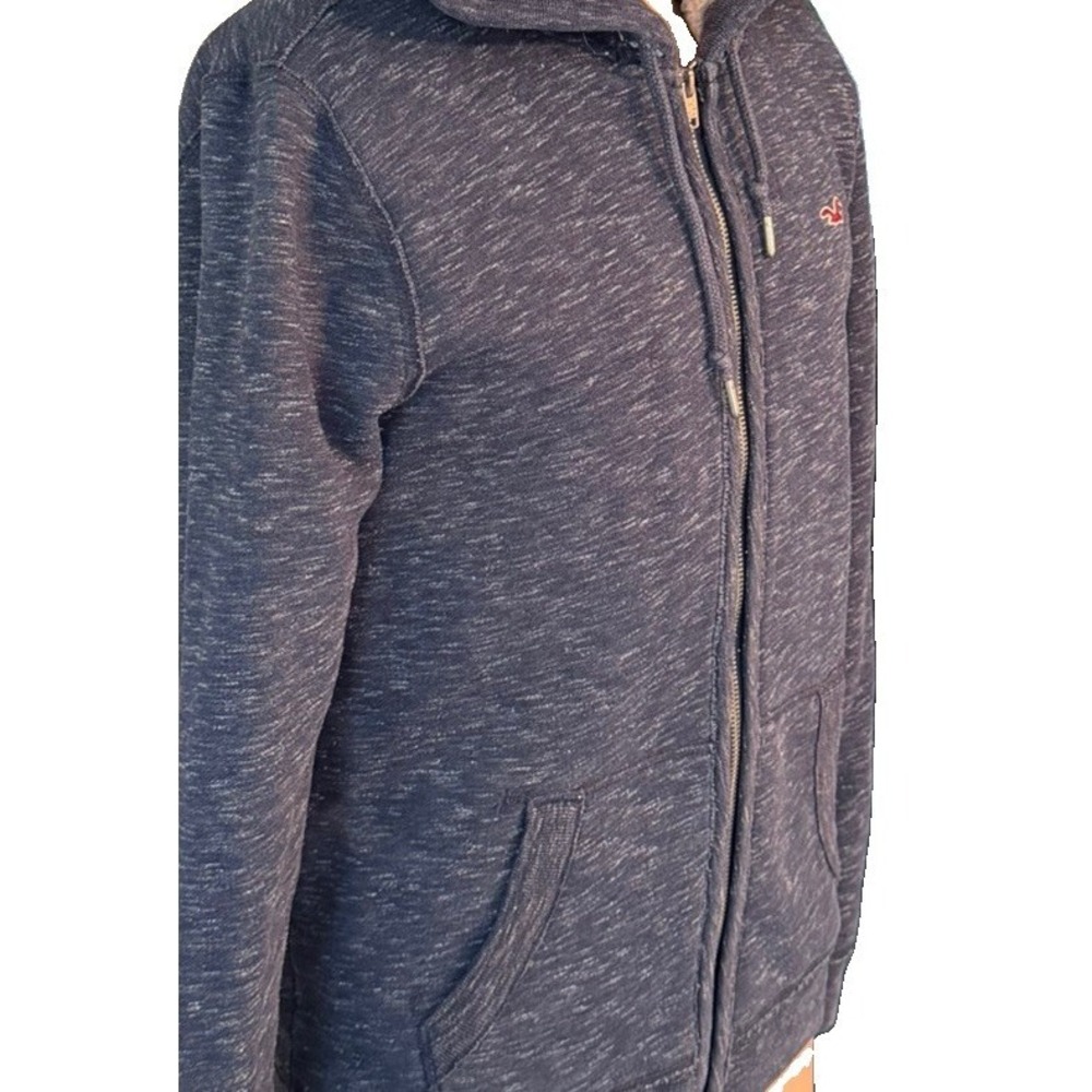 Hollister Hoodie Sherpa Fur Lined Jacket Full Zip Men's Small Skater Y2K - Picture 3 of 6